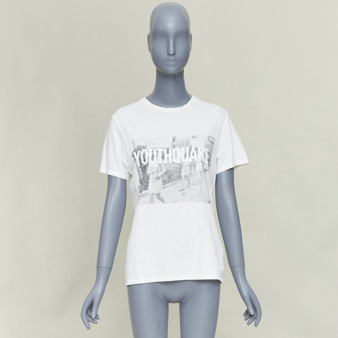 DIOR 2018 Youthquake off white cotton linen bee logo feminism activist tshirt