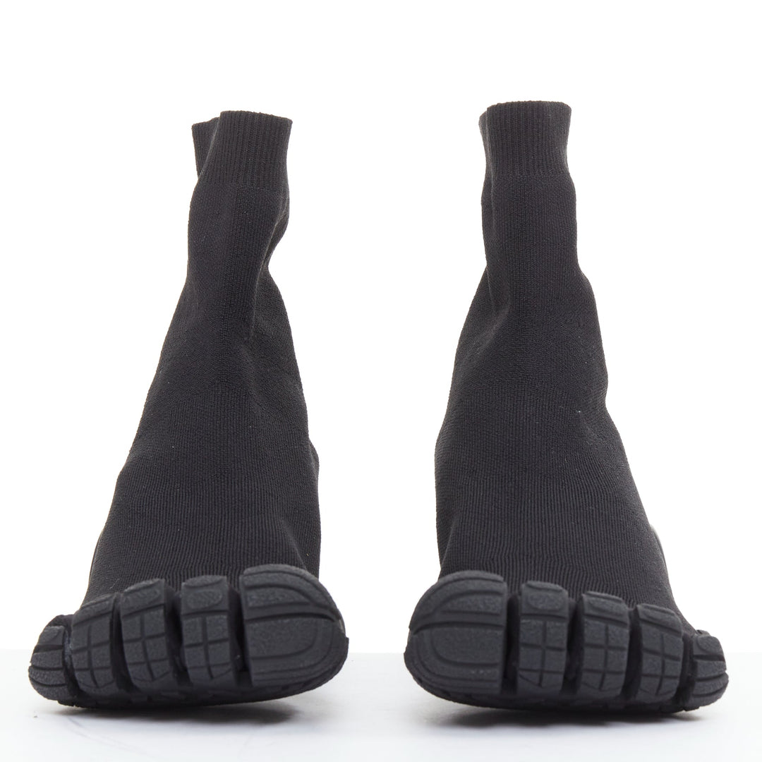 BALENCIAGA Vibram Toe black fabric five toes high knit sneaker boots EU37