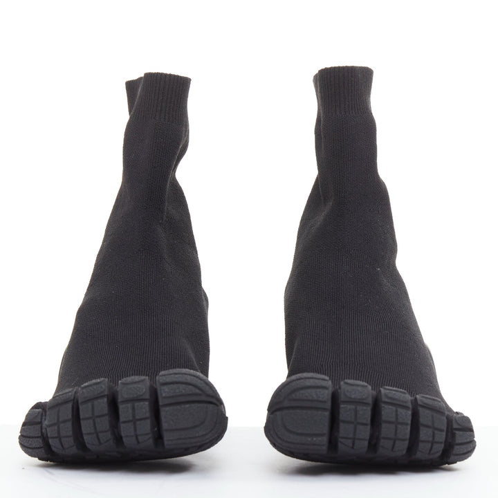 BALENCIAGA Vibram Toe black fabric five toes high knit sneaker boots EU37