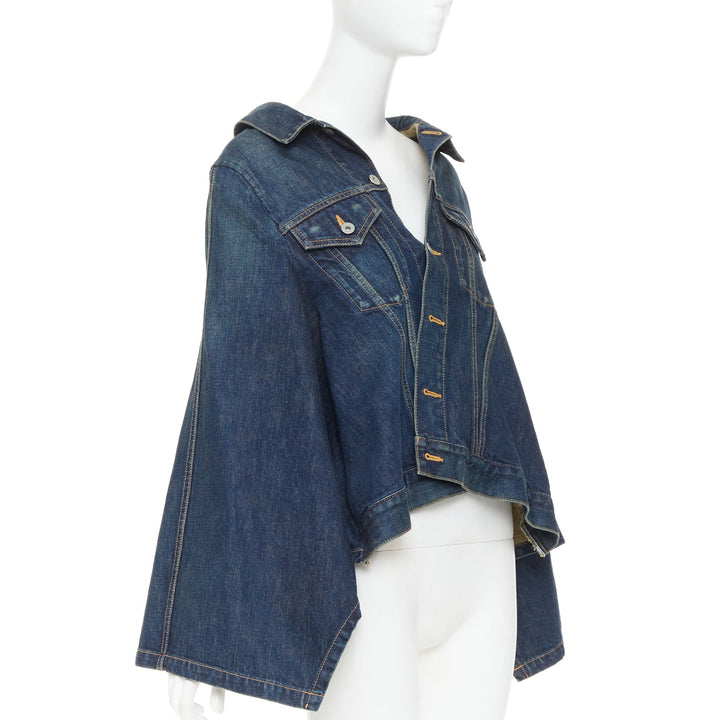 JUNYA WATANABE 2017 washed blue denim deconstructed flare caped jacket M