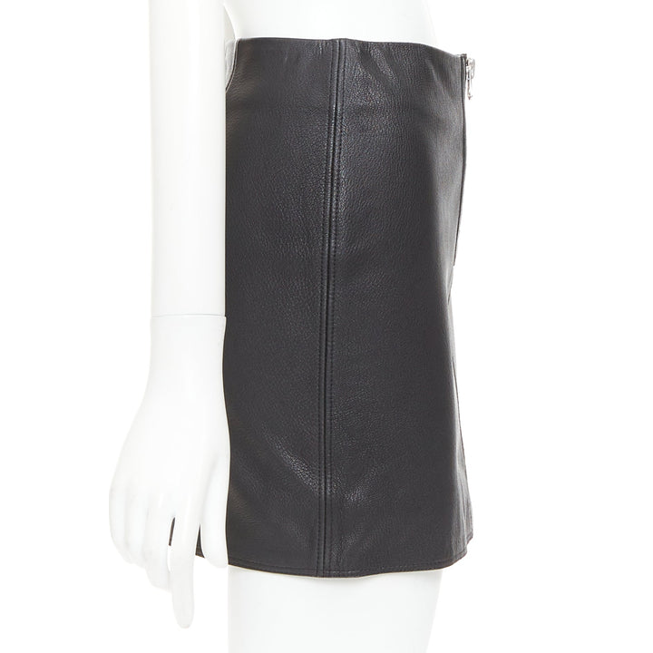 ACNE STUDIOS 2016 Franca black leather silver zip pencil skirt FR32 XXS