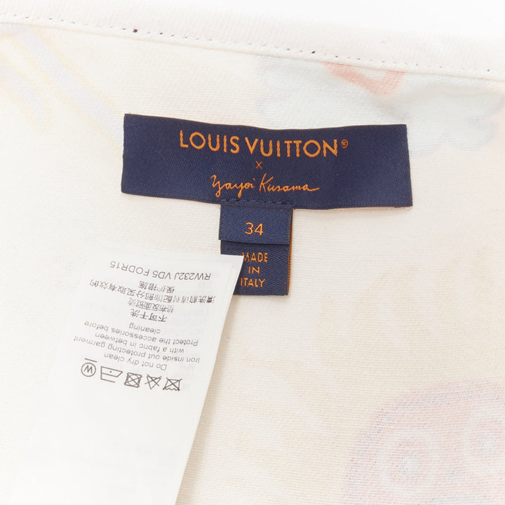 LOUIS VUITTON 2023 Yayoi Kusama Sun Faces white denim monogram zip dress FR34 XS