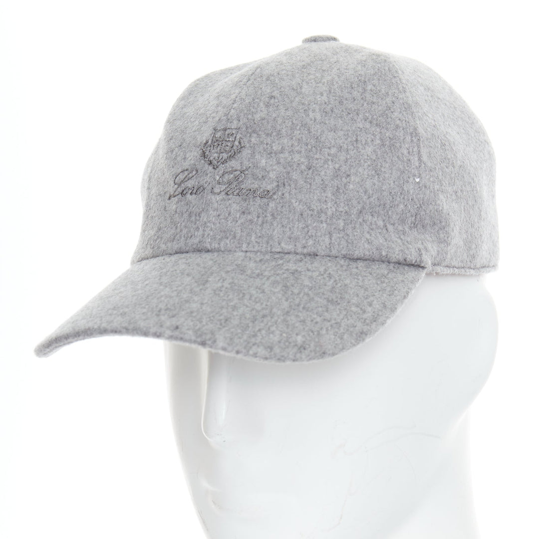 LORO PIANA Cashmere Storm System grey virgin wool cashmere cap hat L