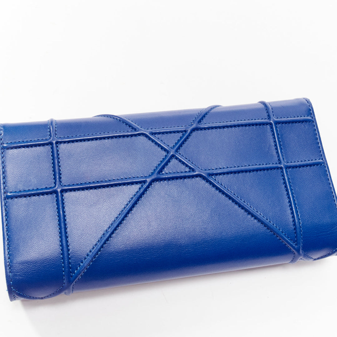 DIOR Diorama cerulean blue quilted crossbody wallet on chain clutch bag