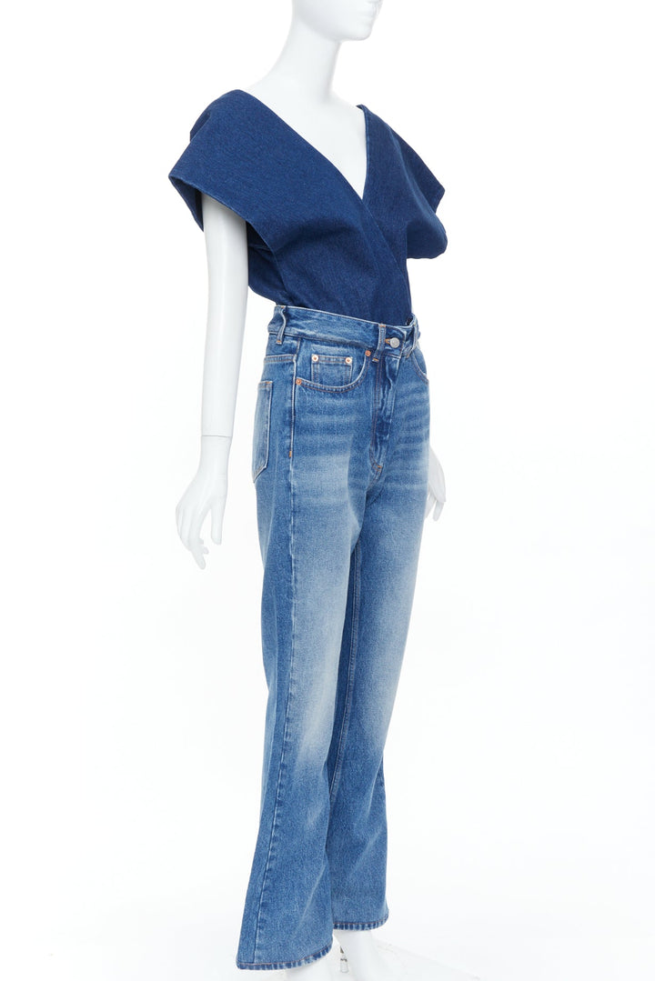 MM6 MAISON MARGIELA 2021 Runway Denim Salopette wrap flared jumpsuit IT40 S