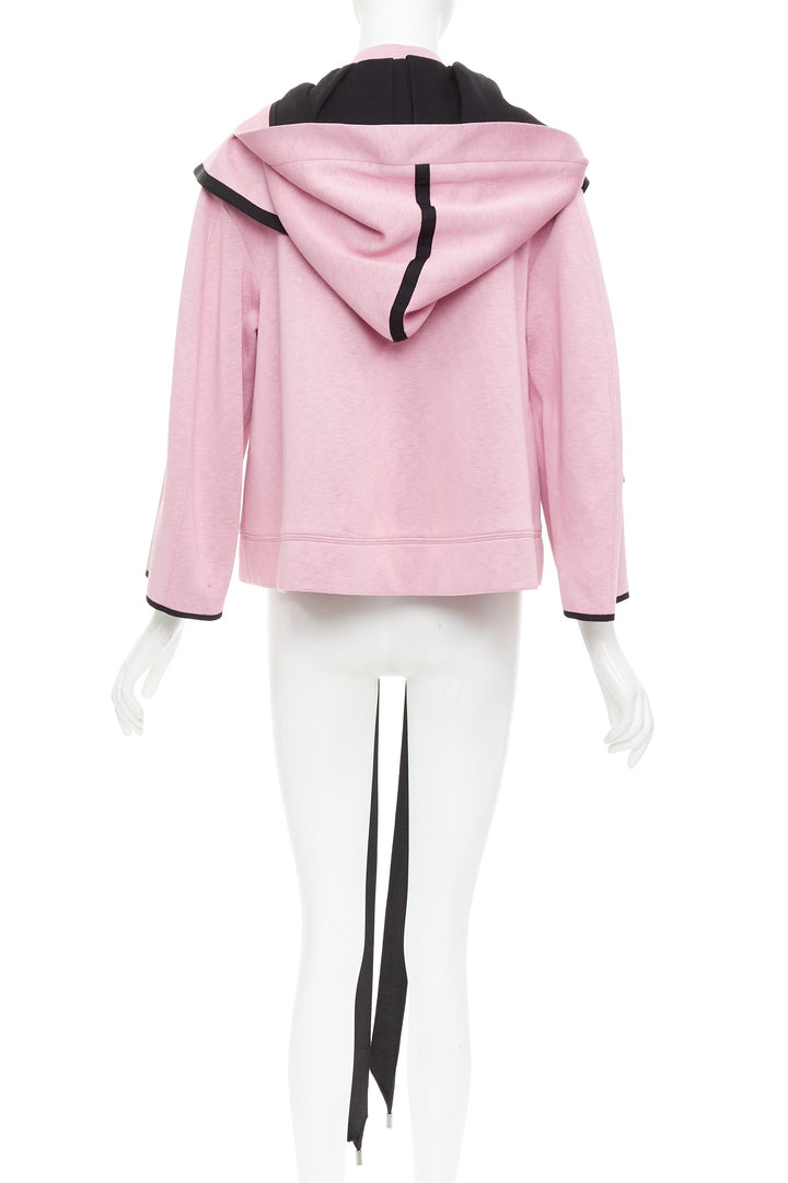 DICE KAYEK pink neoprene beaded star applique ribbon drawstring hoodie IT38 XS