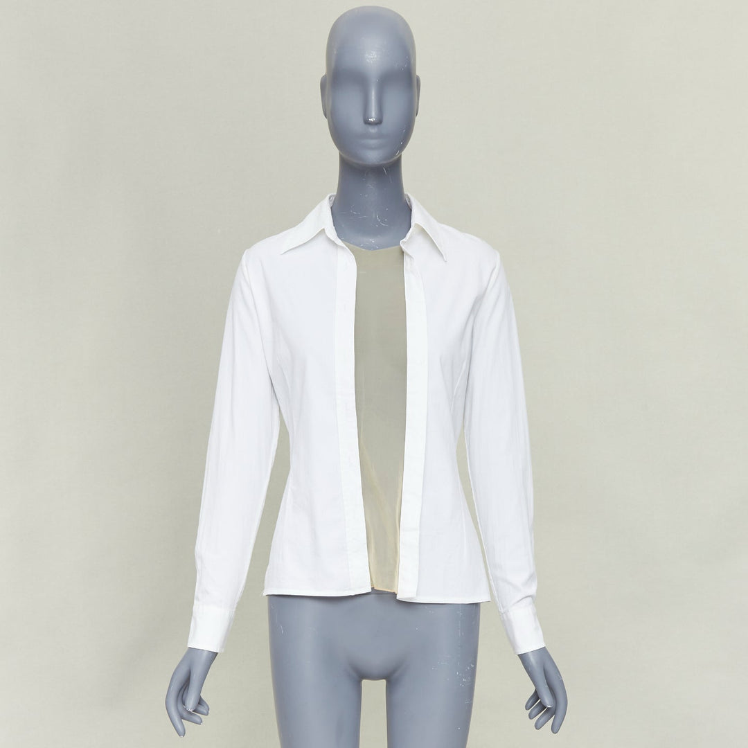 MAISON MARGIELA Vintage white nude sheer panel deconstructed shirt blouse IT42 M