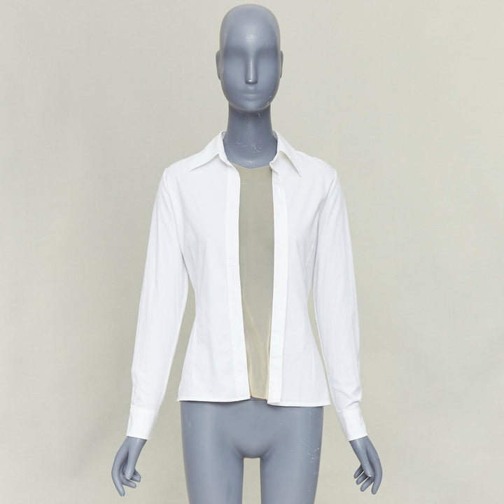 MAISON MARGIELA Vintage white nude sheer panel deconstructed shirt blouse IT42 M
