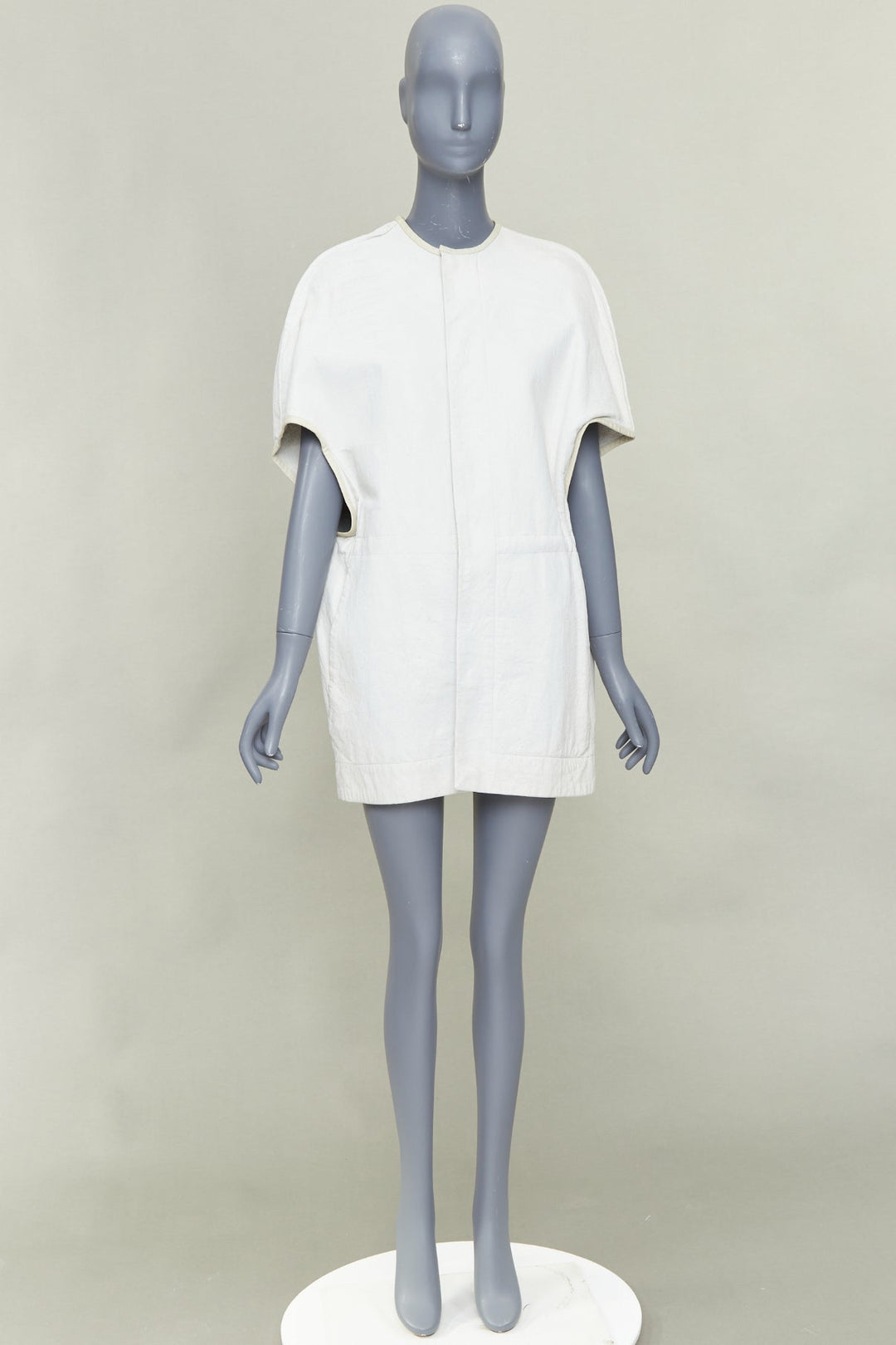 RICK OWENS 2012 Naska off white lambskin contrast trim cape jacket IT40 S