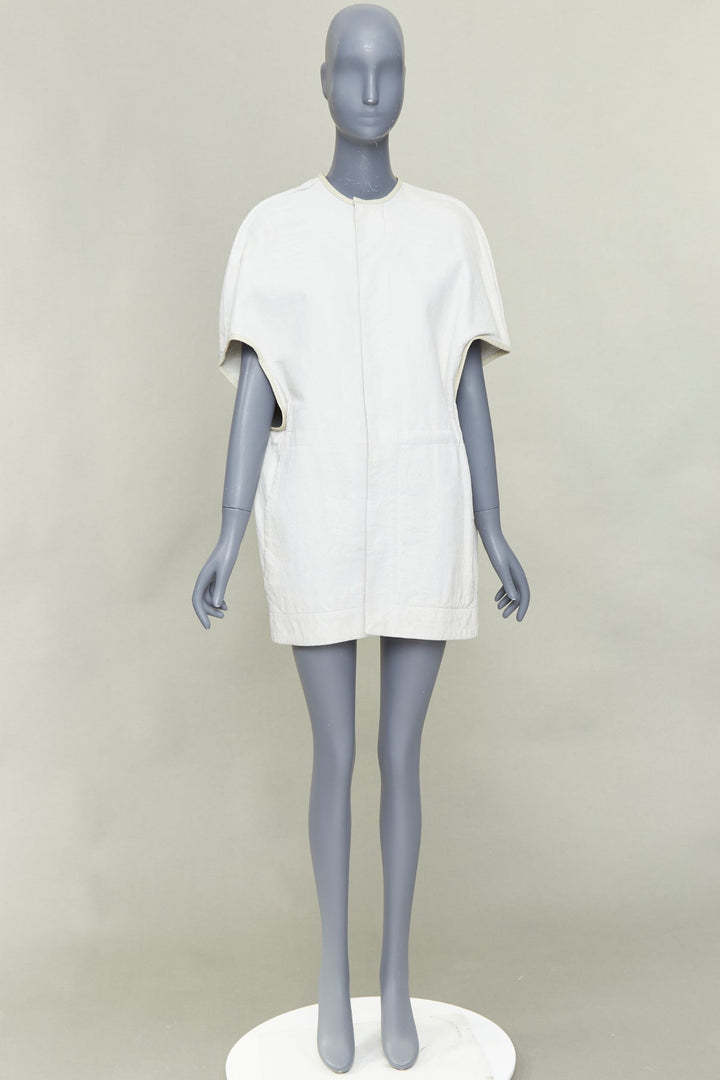 RICK OWENS 2012 Naska off white lambskin contrast trim cape jacket IT40 S