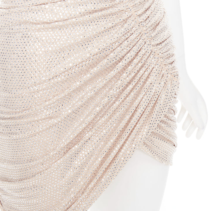 ALEXANDRE VAUTHIER 2023 Bridal ivory strass crystal bustier asymmetric dress