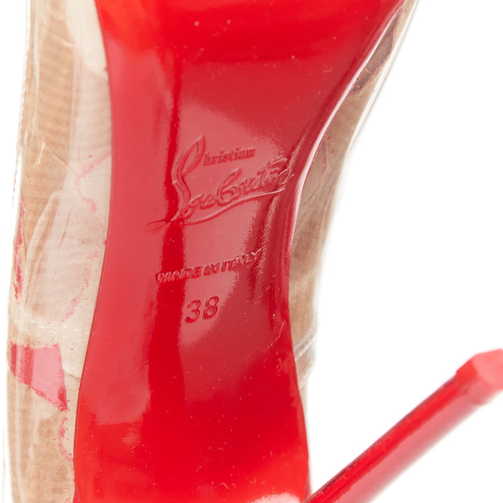 CHRISTIAN LOUBOUTIN So Kate 120 Loubi Kraft laminated paper PVC pumps EU38