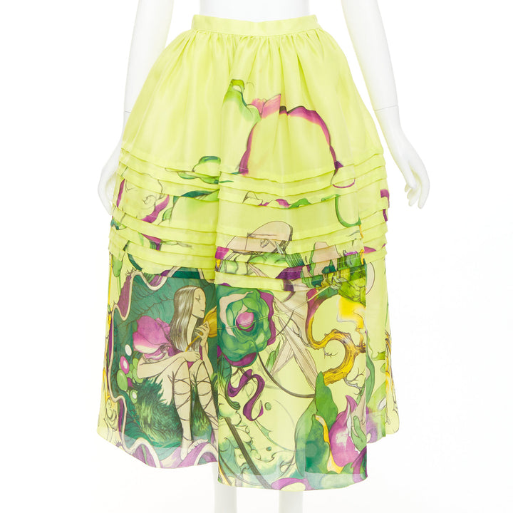 rare PRADA JAMES JEAN 2008 Runway Fairy green silk organza full skirt set IT40 S
