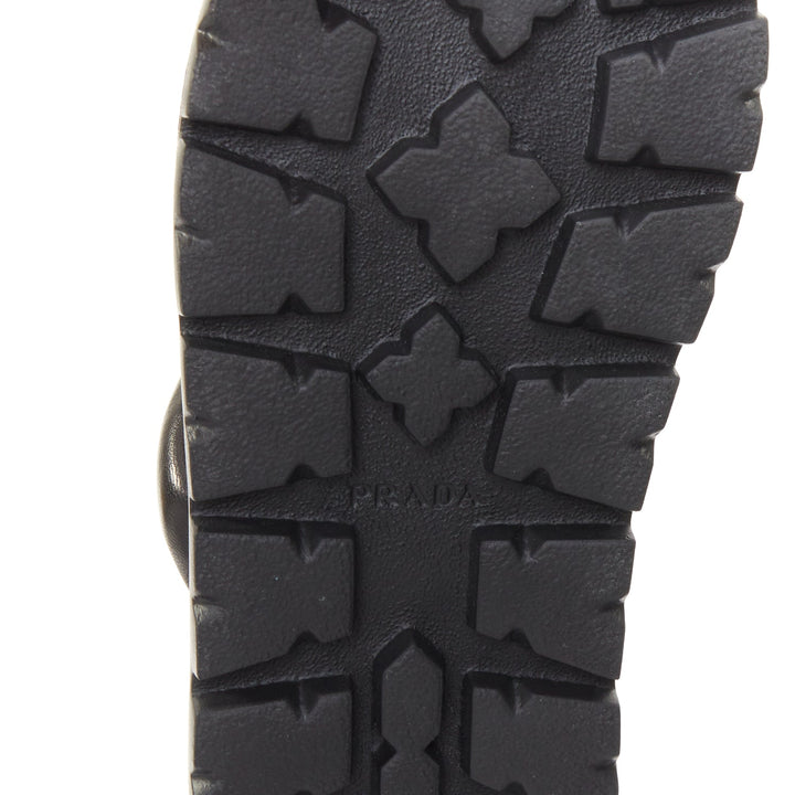 PRADA Blow black padded nappa leather strappy lug sole slingback sandals EU38.5