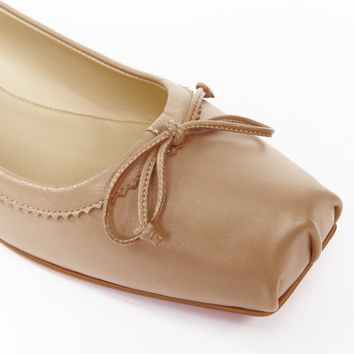CHRISTIAN LOUBOUTIN Mamadrague nude lamb nappa square toe ballet flats EU39.5