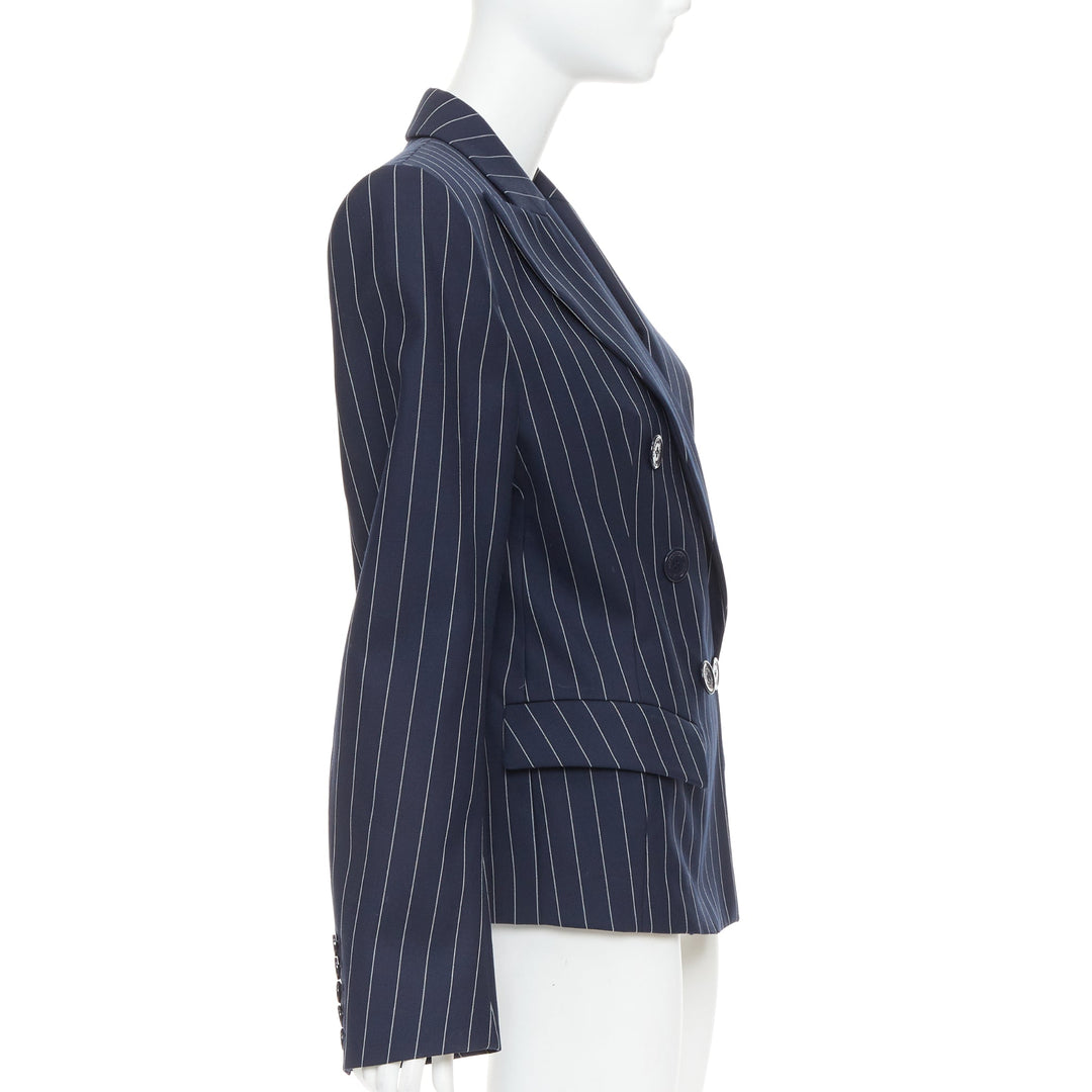 ALEXANDRE VAUTHIER navy blue pinstripe double breasted blazer jacket FR36 S
