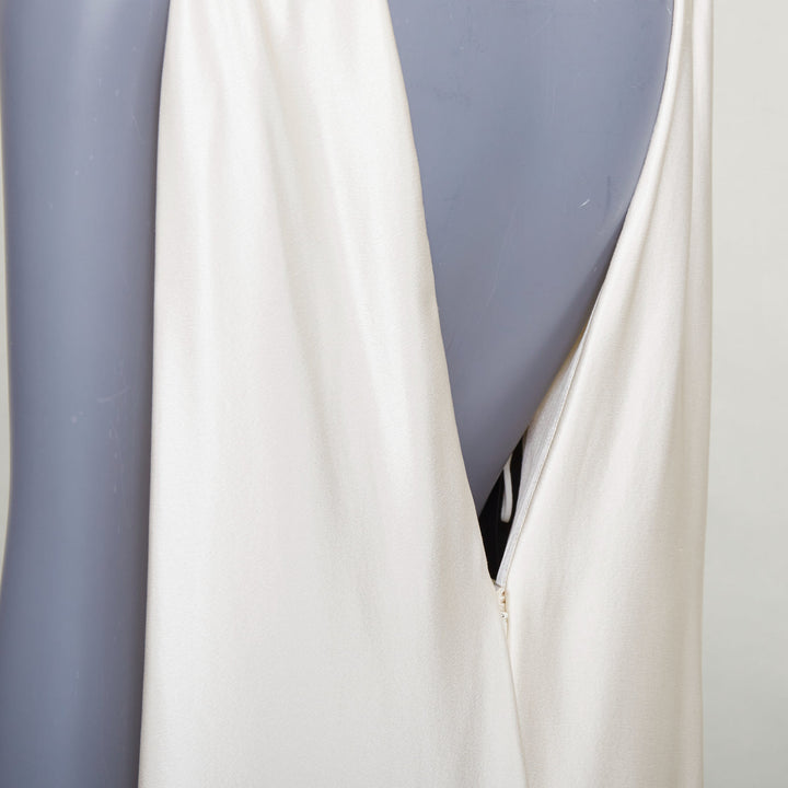 SAINT LAURENT 2022 Runway Bridal ivory satin draped empire column gown FR36 S