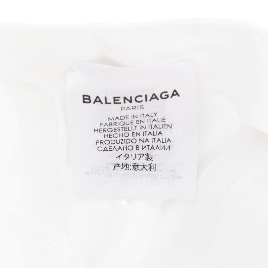 BALENCIAGA white cotton black embroidered logo baseball cap L