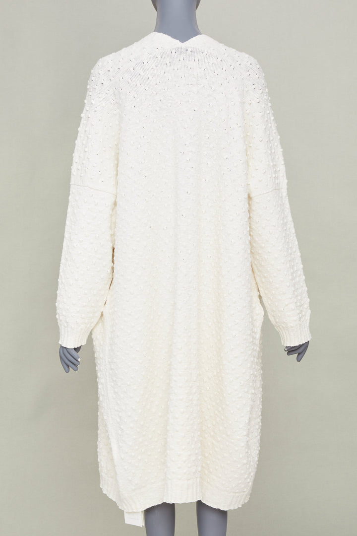 LAUREN MANOOGIAN 2022 Bubble Rib open front cream cotton cardigan knitwear OS