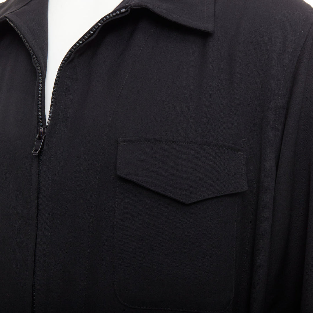YOHJI YAMAMOTO HOMME black lightweight wool pocket cargo overall jumpsuit JP2 M