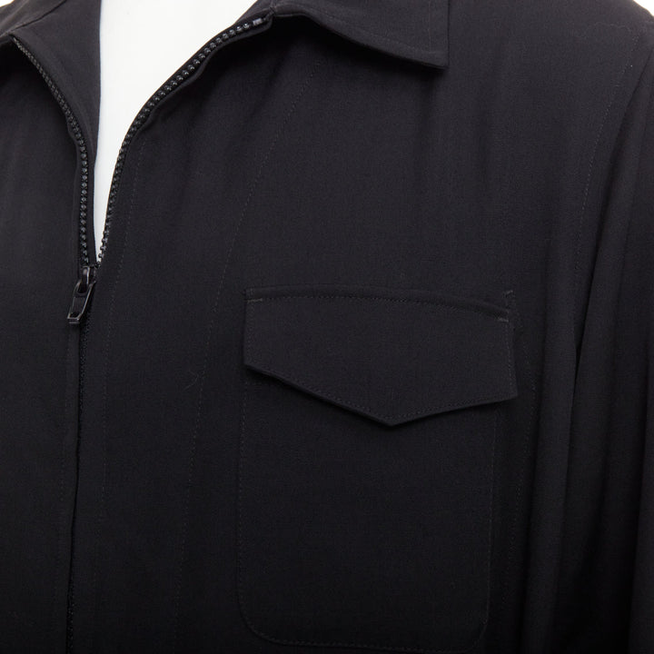 YOHJI YAMAMOTO HOMME black lightweight wool pocket cargo overall jumpsuit JP2 M
