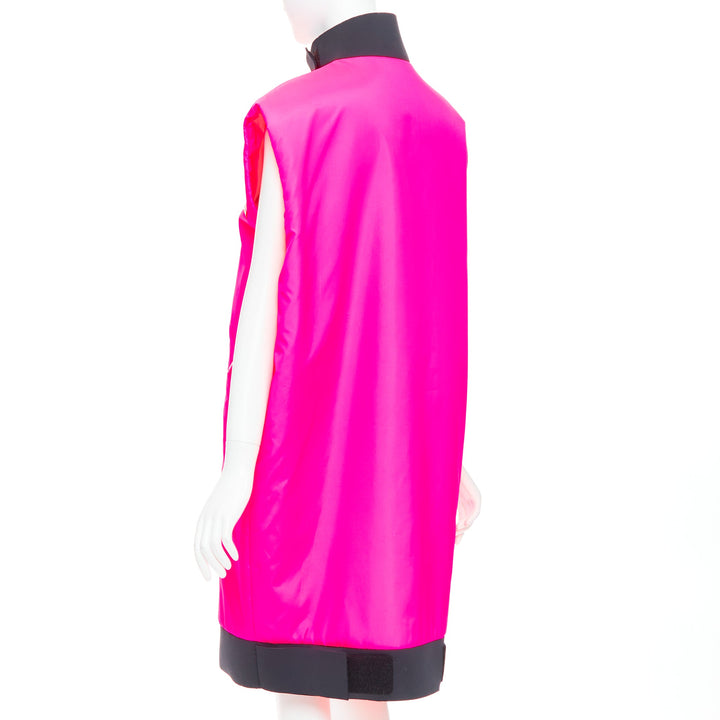 rare PRADA 2018 Runway Look48 neon pink red zip vest dress IT38 XS Celine Dion