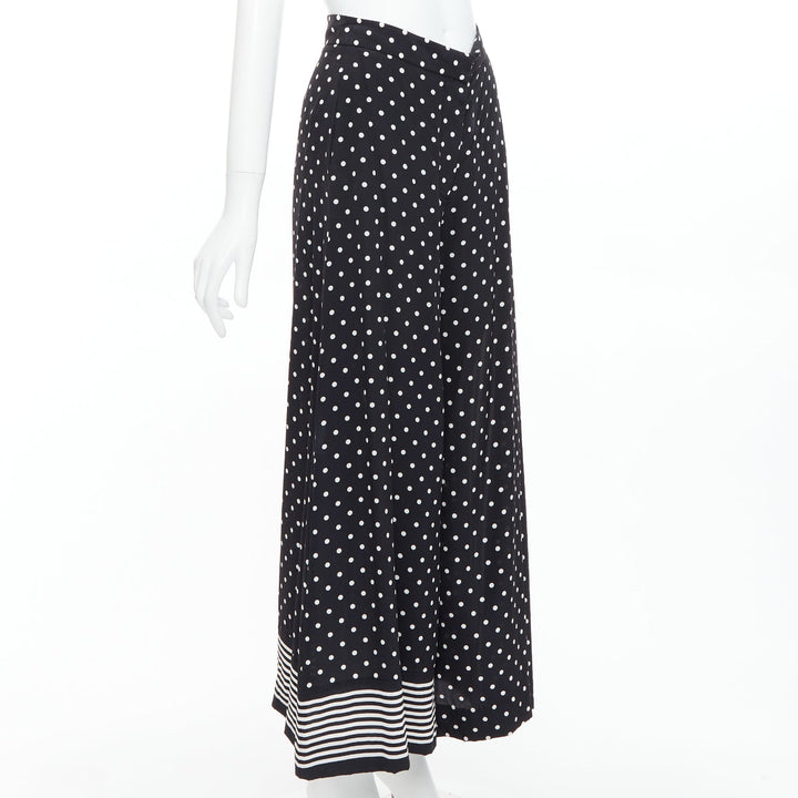 STELLA MCCARTNEY 2016 black white 100% silk polka dot striped pants IT36 XXS
