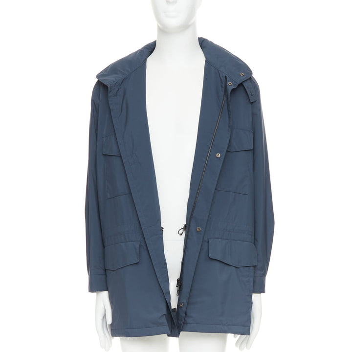 LORO PIANA Traveller navy windtech light 100% cashmere lined coat IT58 4XL