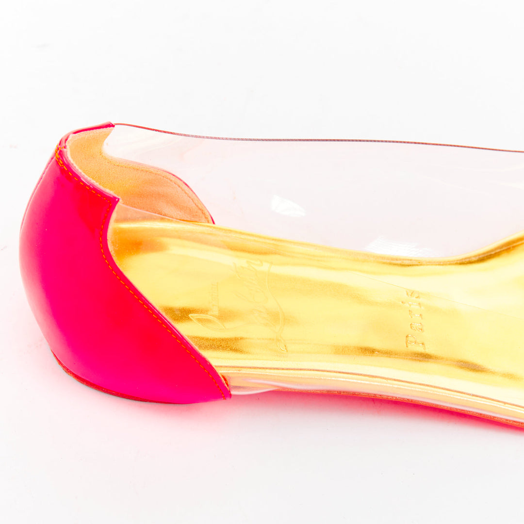 CHRISTIAN LOUBOUTIN 2013 Corbeau Flat Ayers Specchio neon ballet shoes