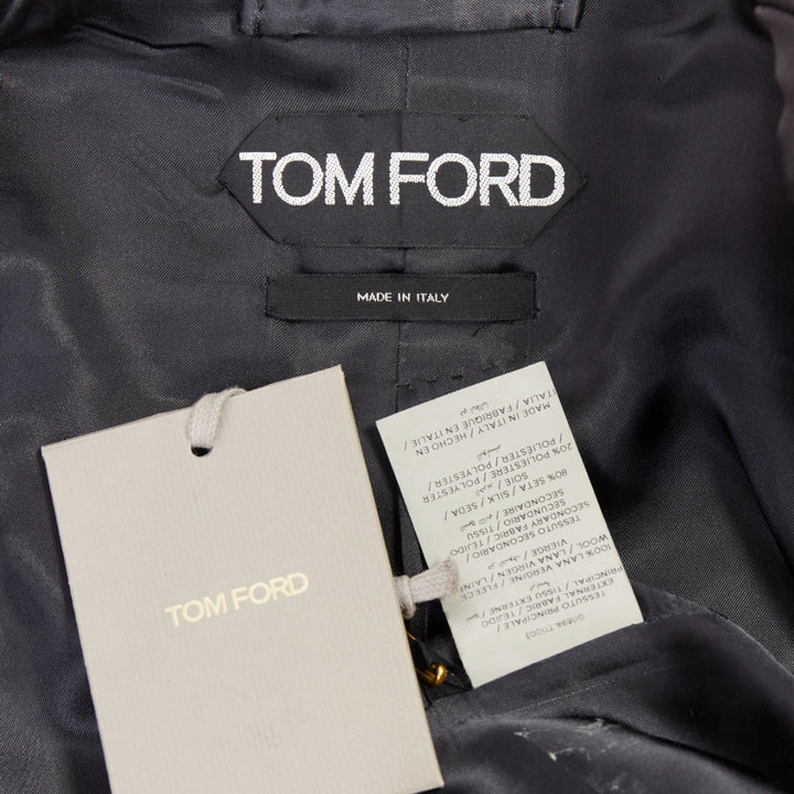 TOM FORD black virgin wool silk peak lapel  tuxedo blazer IT36 XXS