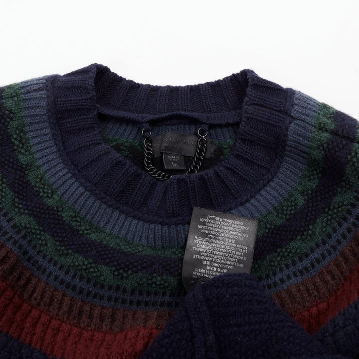 BURBERRY PRORSUM 2014 Runway geometric Fair Isle yoke lambswool knit sweater M
