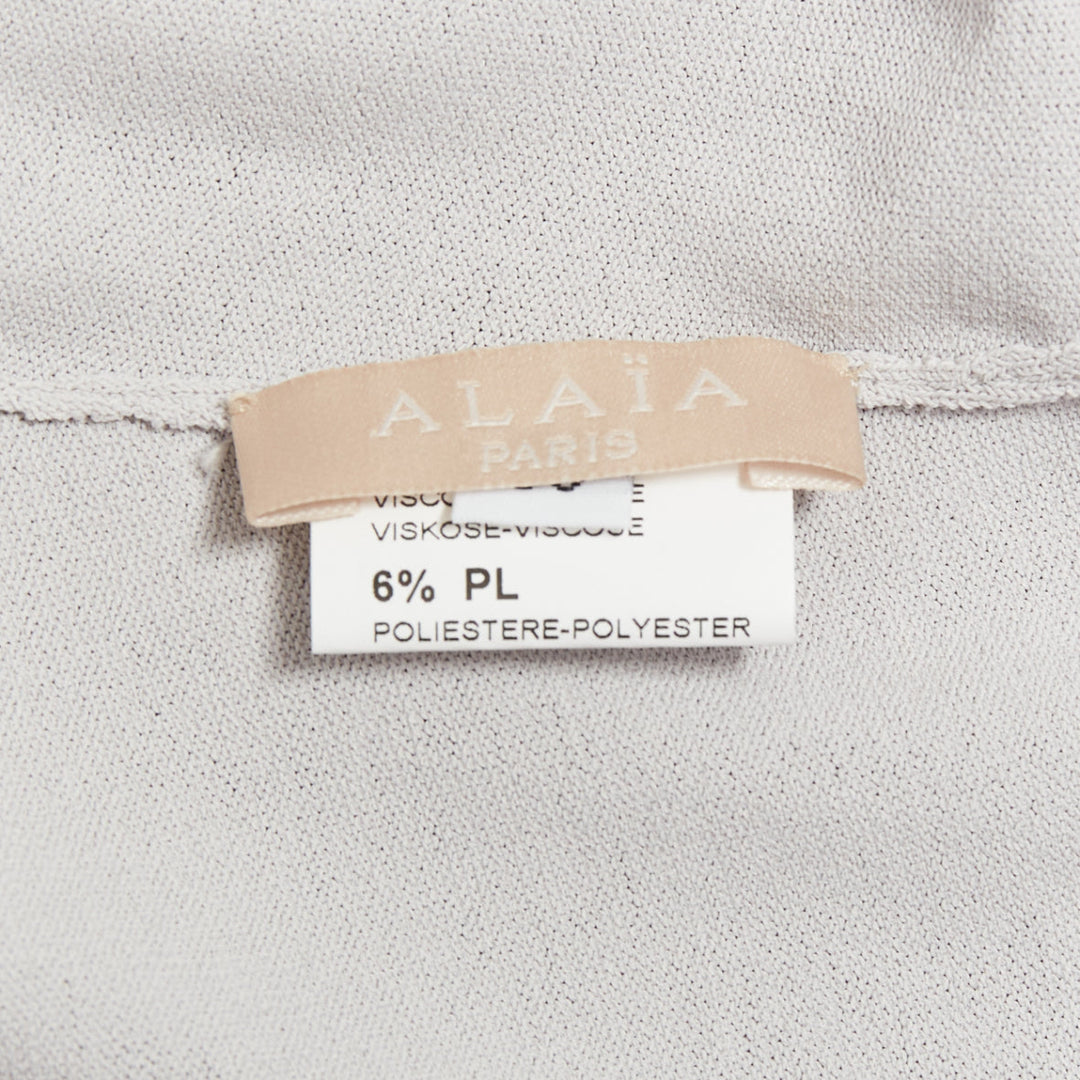 ALAIA lilac viscose blend crew neck small buttons cropped cardigan FR36 S