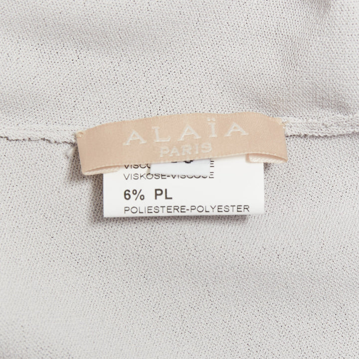 ALAIA lilac viscose blend crew neck small buttons cropped cardigan FR36 S