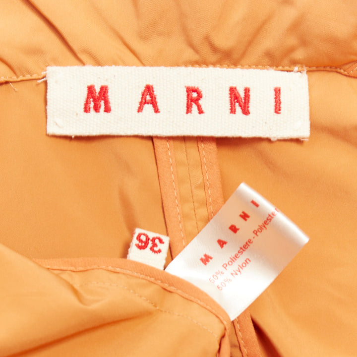 MARNI orange nylon blend notch lapel single breasted cropped blazer IT36 XXS