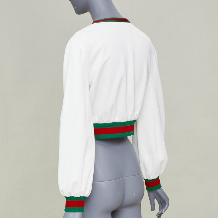 GUCCI 2023 green red Web stripe interlocking G logo crop mesh track jacket XS