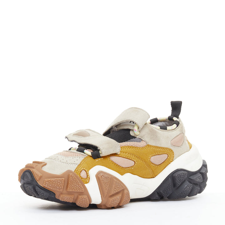 ACNE STUDIOS Bolzter Bryz yellow brown grey suede dad chunky sneakers EU38