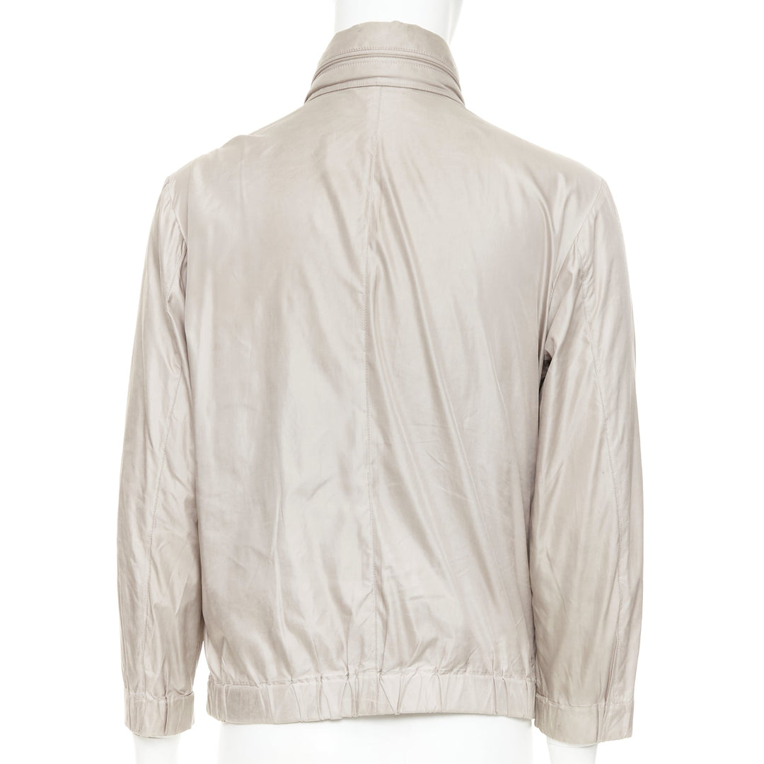 GIORGIO ARMANI champagne silver technical zip up blouson bomber jacket IT48 M