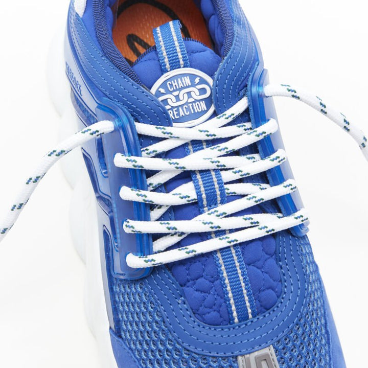 VERSACE Chain Reaction Bluette 2 white mesh suede chunky sneaker EU39 US6