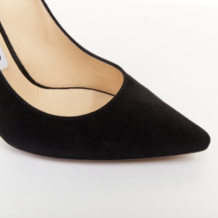 JIMMY CHOO Romy 100 classic black calf suede pointed toe stiletto pumps EU36 US6