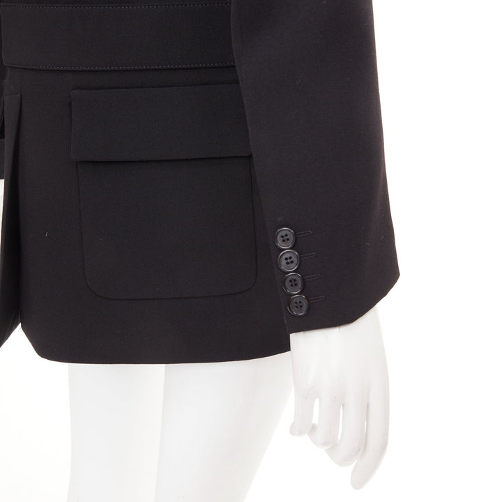 GIVENCHY black wool belted high low tailcoat jacket IT40 S