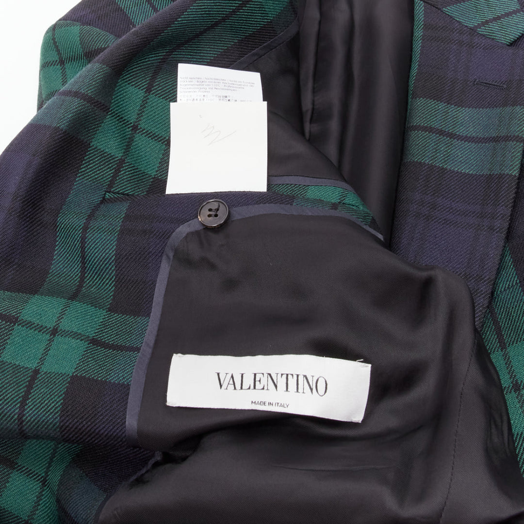 VALENTINO 100% virgin wool green blue check  preppy schoolboy blazer IT50 L