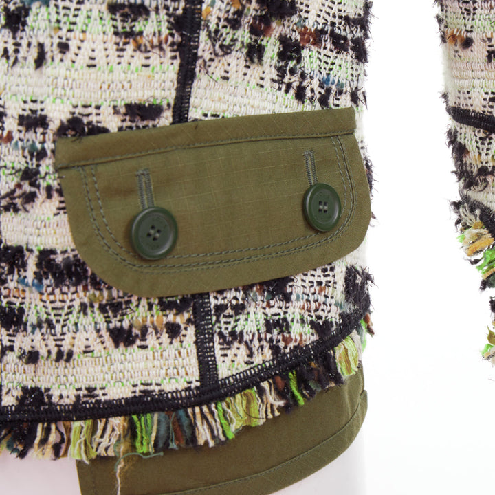 LOUIS VUITTON 2016 Runway Fleury khaki tweed leather safari jacket FR34 XS