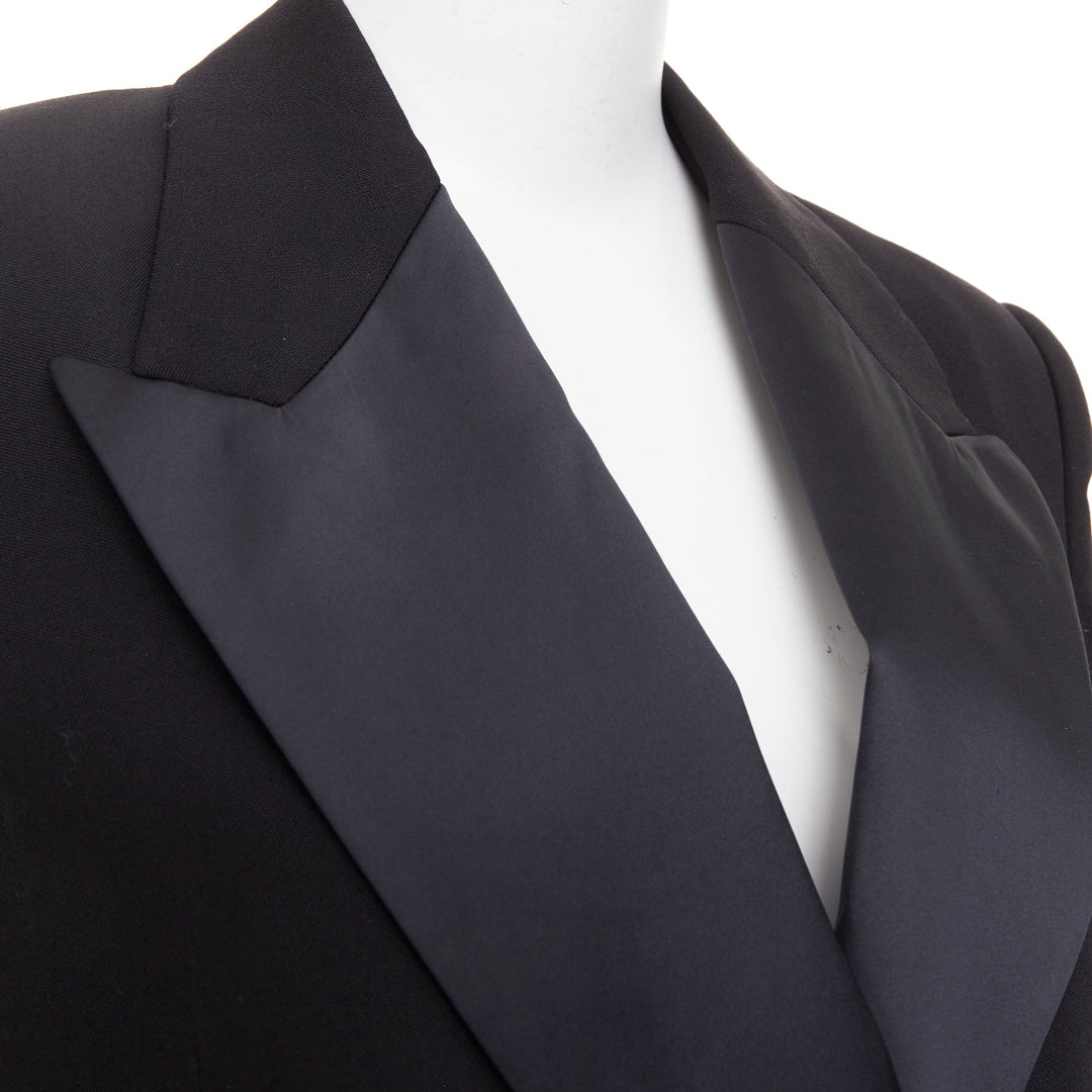 STELLA MCCARTNEY 2023 black wool satin double breasted tuxedo blazer IT38 XS