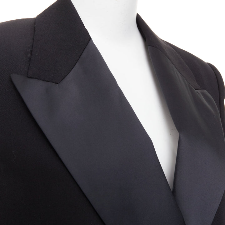 STELLA MCCARTNEY 2023 black wool satin double breasted tuxedo blazer IT38 XS