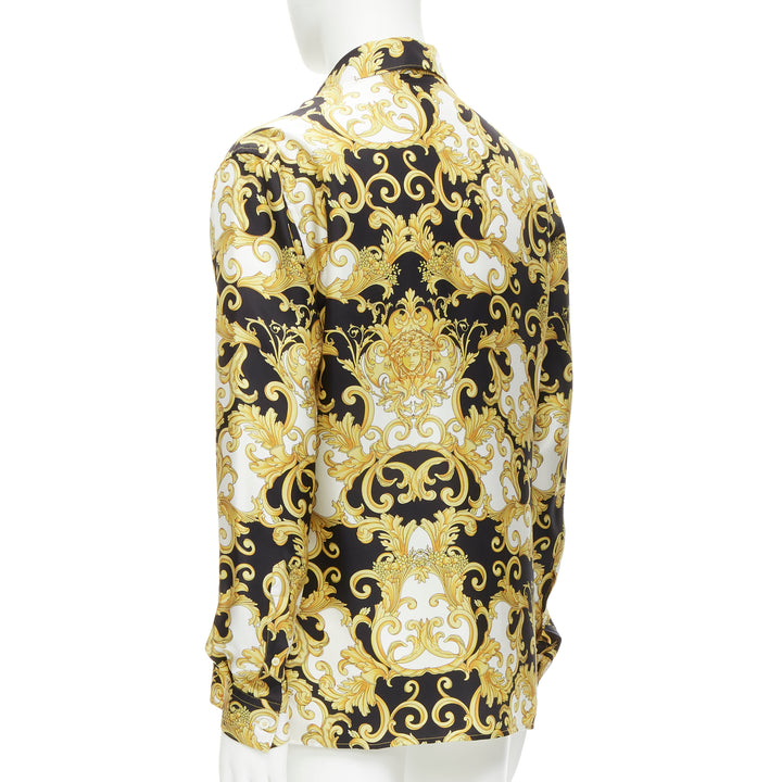 VERSACE 2022 Renaissance Barocco 100% silk gold signature shirt IT50 L