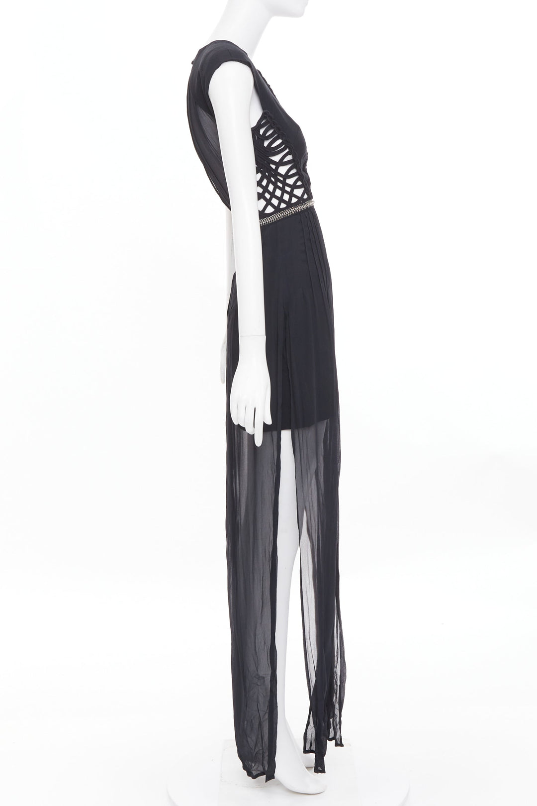 SASS & BIDE Lace Twist black cut out viscose blend apparel dress US6 M