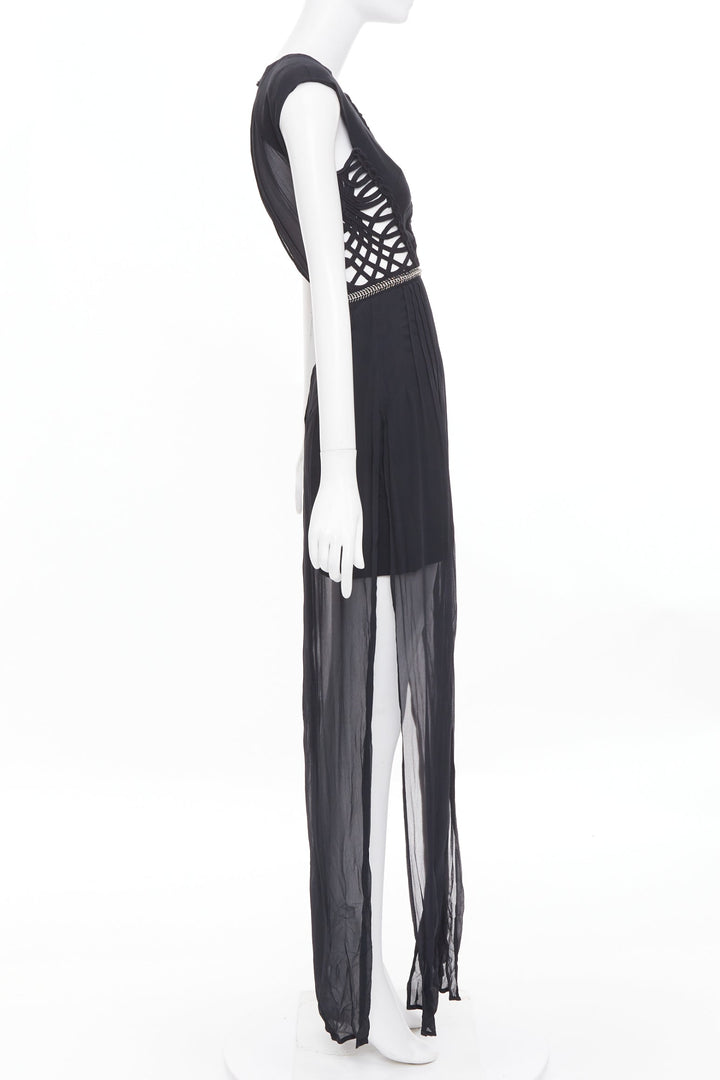 SASS & BIDE Lace Twist black cut out viscose blend apparel dress US6 M