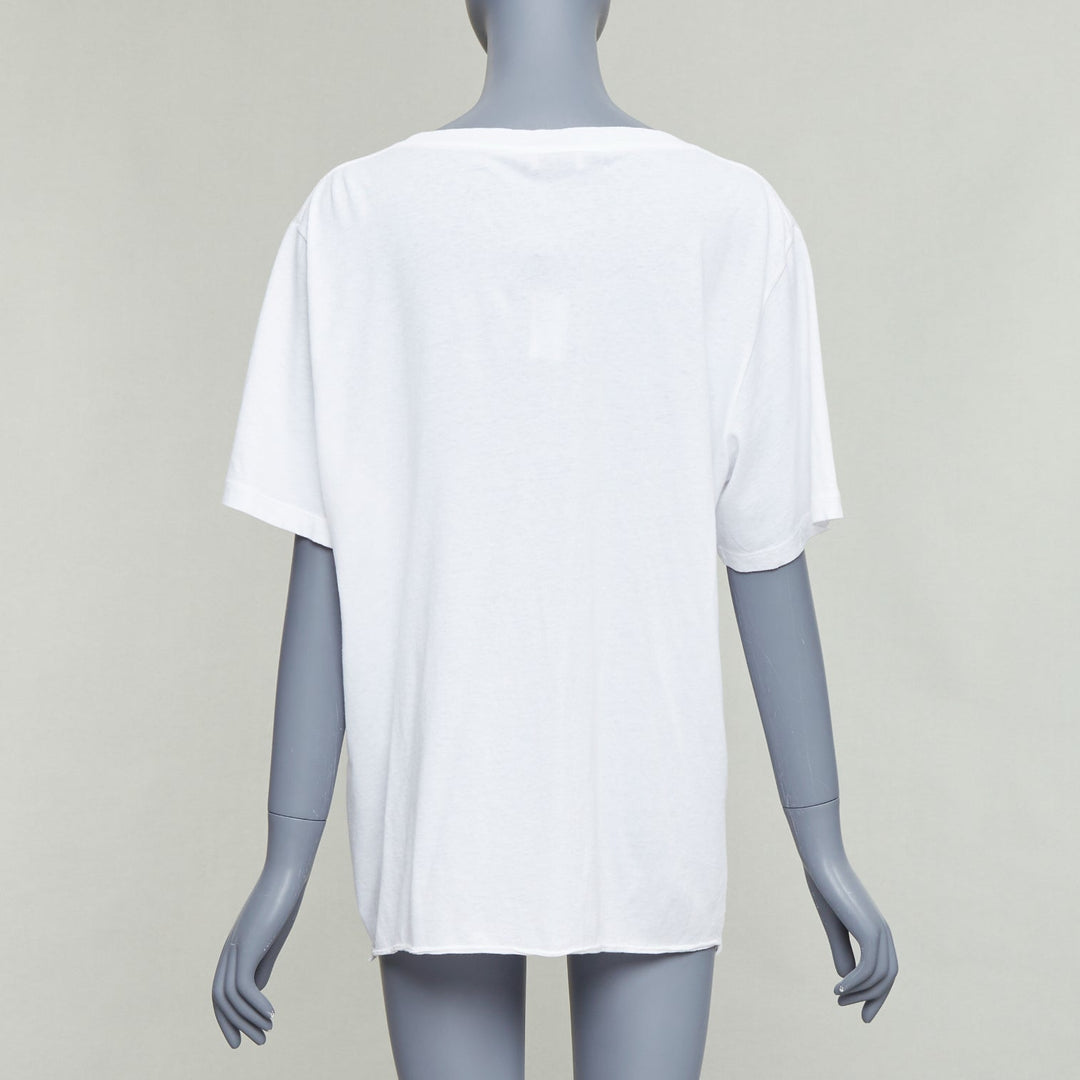 SAINT LAURENT 2016 cream universite print oversized reversed tshirt XL