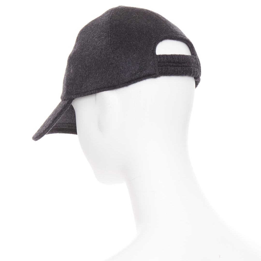 THE ROW Caspian 100% cashmere dark grey 5 panel curved brim Baseball Cap