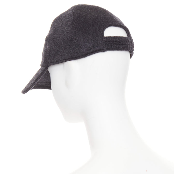 THE ROW Caspian 100% cashmere dark grey 5 panel curved brim Baseball Cap